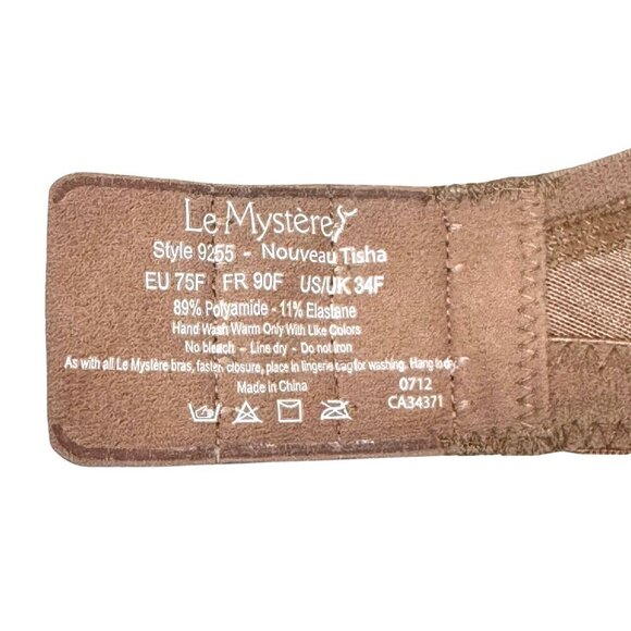 Le Mystere Trisha Bra Sz.34F Nude Satin Underwire Molded Cup Sexy Lingerie Solid - Picture 6 of 10